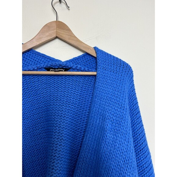 Davi & Dani Open Front Balloon Sleeve Cardigan Knit Sweater Blue Size 2XL - Picture 4 of 9